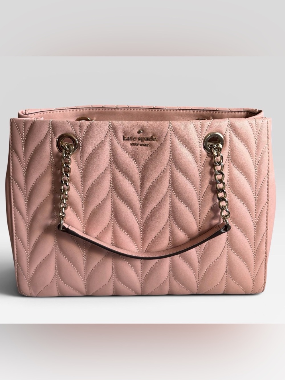 KATE ♠️ SPADE LEATHER Pink Quilted Chain-Handle  BAG